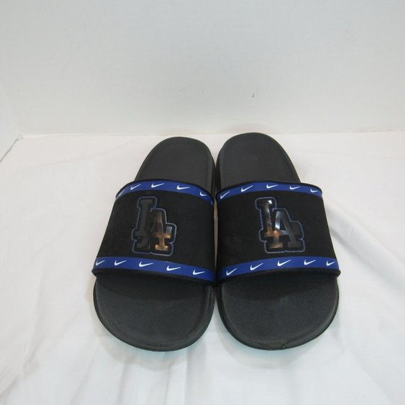Nike MLB LA Dodgers Black Blue Logo Slip On Sandals Off Court Slides - Picture 3 of 7